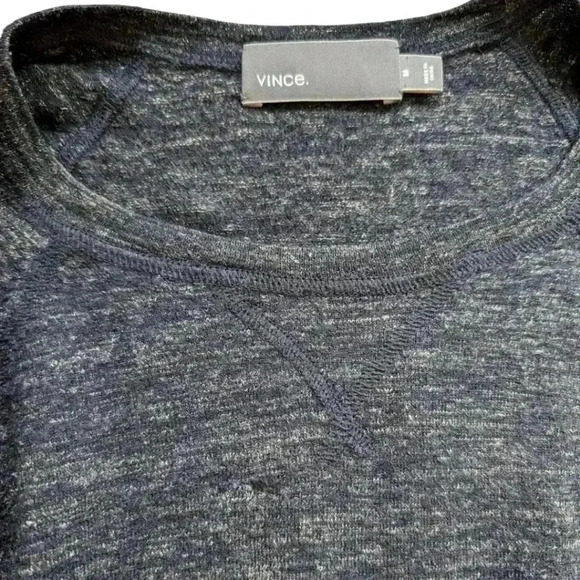 Vince Sweater Wool Linen Blend Dark Blue Marl Crewneck Women's size Medium - Picture 14 of 14